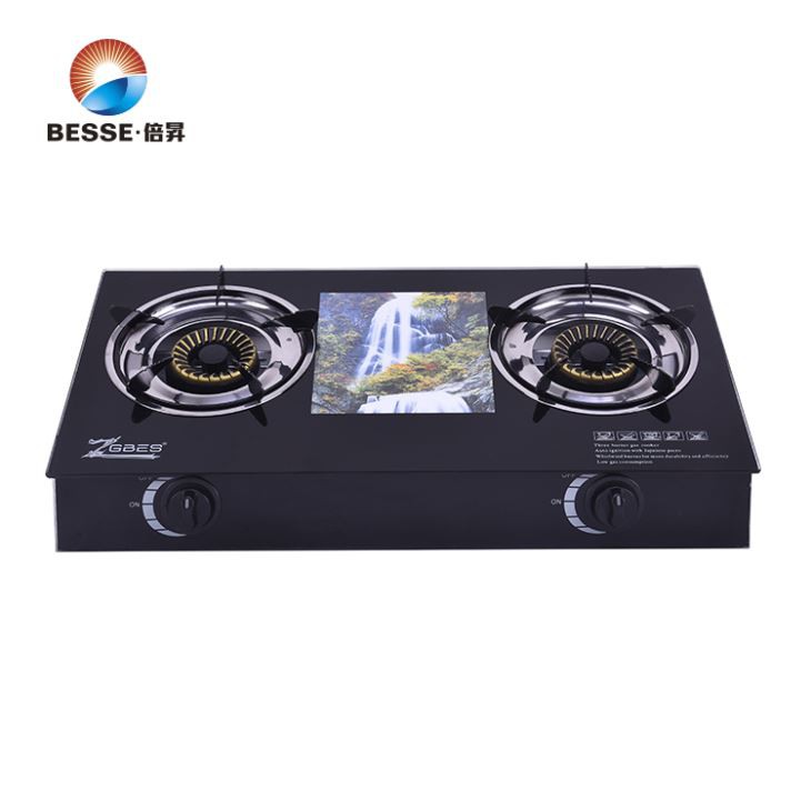 Classic Tempered Glass Double Burner Blue Fire Desktop Gas Range Classic Tempered Glass Double Burner Blue Fire Desktop Gas Range