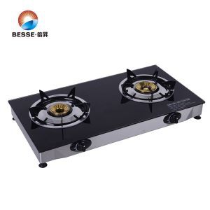 Tempered Glass Panel Double Burner Desktop Gas Cooker with 2 Burners