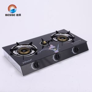 Cheapest Three Burners Gas Range Model with Tempered Glass Panel